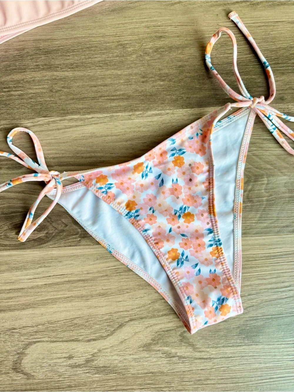 Floral Bikini Set Pink Side Tie Swimsuit Girls 160 (US- XL) Fits Women's XXS/XS